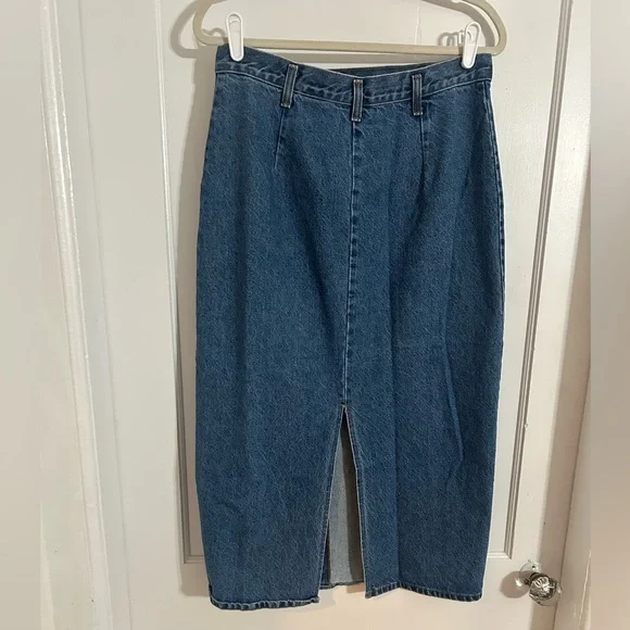 Vintage Blue Button-Down Pencil Skirt - Picture 4 of 7